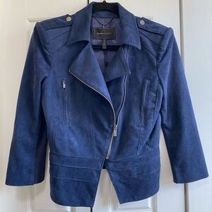 BCBG “Slevie” Blue Suede Cropped Jacket